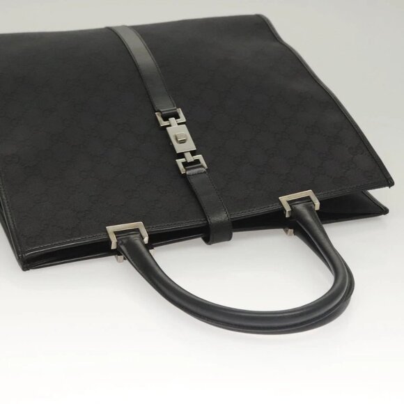 GUCCI GG Canvas Jackie Tote Bag Black Silver 002 1064 1669 Auth bs28068 - Picture 7 of 15